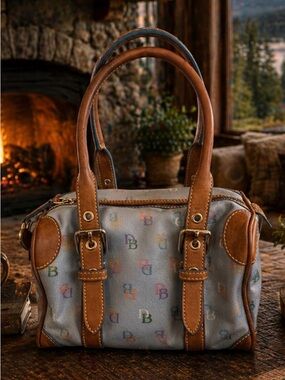 Dooney & Bourke VINTAGE Y2K  Light Blue Multicolor Monogram Micro Barrel .